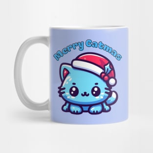 Christmas blue catmas cat Mug